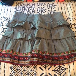 BodyC Medium Blue Skirt With Patterned Hem